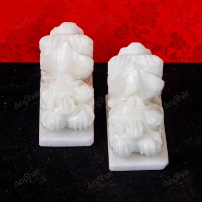 Cặp Tỳ Hưu Cẩm Thạch Trắng 10cm 047-009DN-10