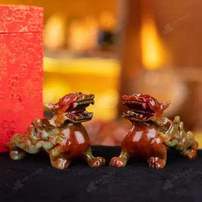 Cặp Tỳ Hưu Serpentine Ngọc Huyết - 10cm - M2857054