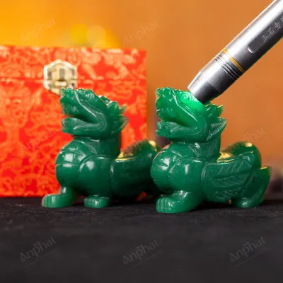 Cặp Tỳ Hưu Thạch Anh Xanh 1A 10cm 047-0931A-10