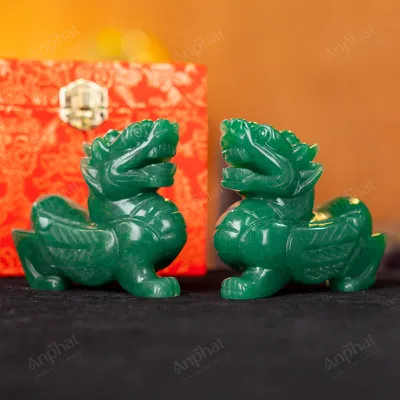 Cặp Tỳ Hưu Thạch Anh Xanh 1A 10cm 047-0931A-10