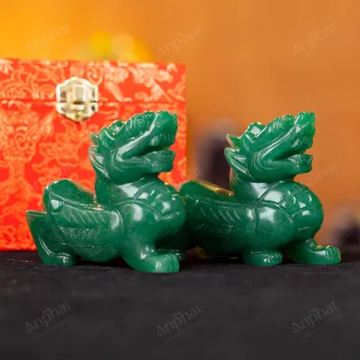 Cặp Tỳ Hưu Thạch Anh Xanh 1A 10cm 047-0931A-10