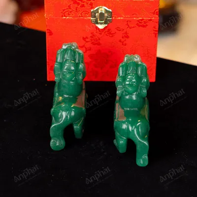 Cặp Tỳ Hưu Thạch Anh Xanh 1A 10cm 047-0931A-10