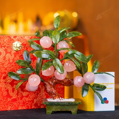 Cây Đào Đá Thạch Anh Hồng 9 Quả 016-076DN-9