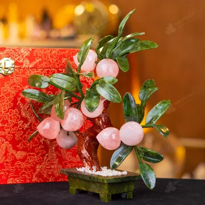 Cây Đào Đá Thạch Anh Hồng 9 Quả 016-076DN-9