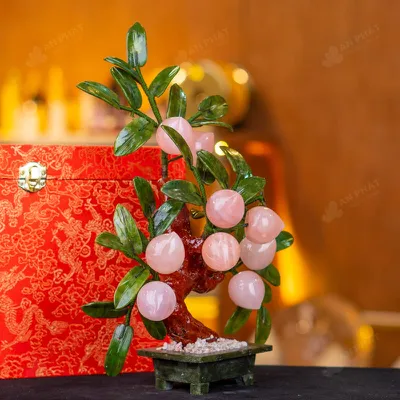 Cây Đào Đá Thạch Anh Hồng 9 Quả 016-076DN-9