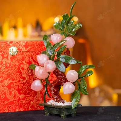 Cây Đào Đá Thạch Anh Hồng 9 Quả 016-076DN-9