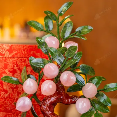 Cây Đào Đá Thạch Anh Hồng 9 Quả 016-076DN-9