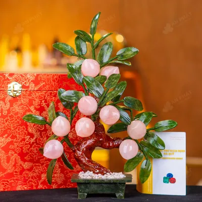 Cây Đào Đá Thạch Anh Hồng 9 Quả 016-076DN-9