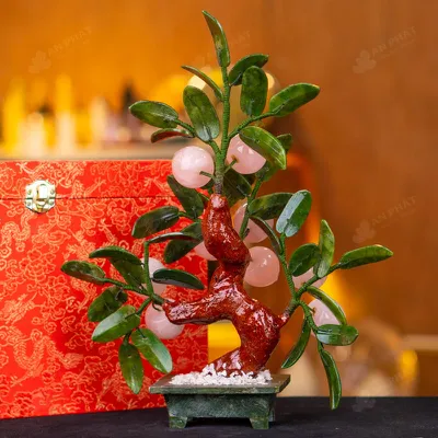 Cây Đào Đá Thạch Anh Hồng 9 Quả 016-076DN-9