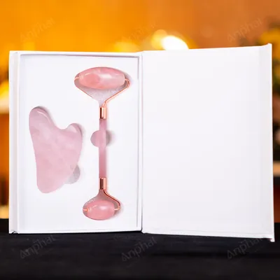 Bộ Cây Lăn Massage Đá Thạch Anh Hồng - M14913