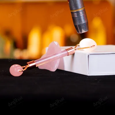 Bộ Cây Lăn Massage Đá Thạch Anh Hồng - M14913