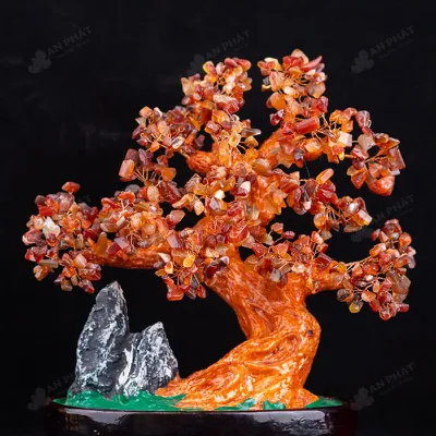 Cây Tài Lộc Đá Mã Não Đỏ Dáng Núi - 31,5cm - M2820119