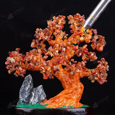 Cây Tài Lộc Đá Mã Não Đỏ Dáng Núi - 31,5cm - M2820119