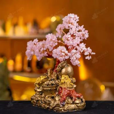Cây Tài Lộc Đá Thạch Anh Hồng - 28cm - M2731131