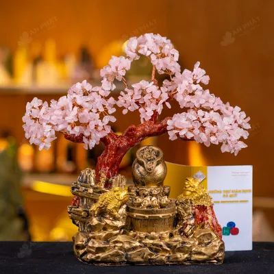 Cây Tài Lộc Đá Thạch Anh Hồng - 28cm - M2731131