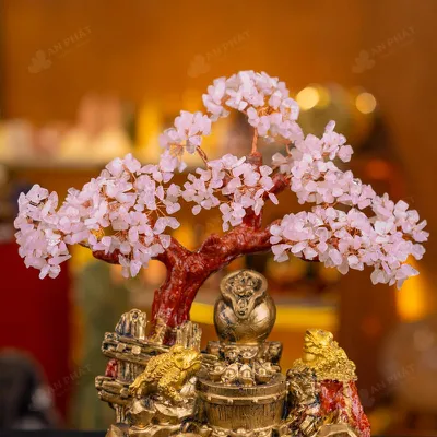 Cây Tài Lộc Đá Thạch Anh Hồng - 28cm - M2731131