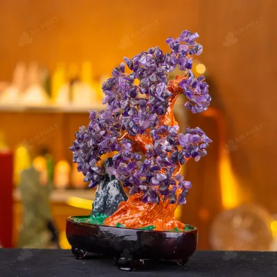 Cây Tài Lộc Đá Thạch Anh Tím Dáng Núi - 32cm - M2820258