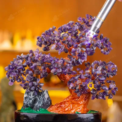 Cây Tài Lộc Đá Thạch Anh Tím Dáng Núi - 32cm - M2820258
