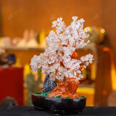 Cây Tài Lộc Đá Thạch Anh Trắng Dáng Núi - 32cm - M2820157