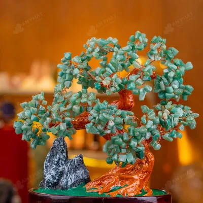 Cây Tài Lộc Đá Thạch Anh Xanh Dáng Núi - 30,5cm - M2820146
