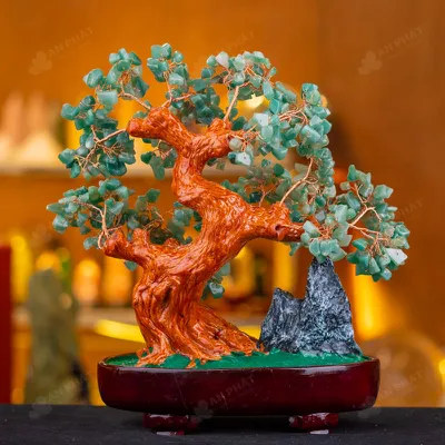 Cây Tài Lộc Đá Thạch Anh Xanh Dáng Núi - 30,5cm - M2820146