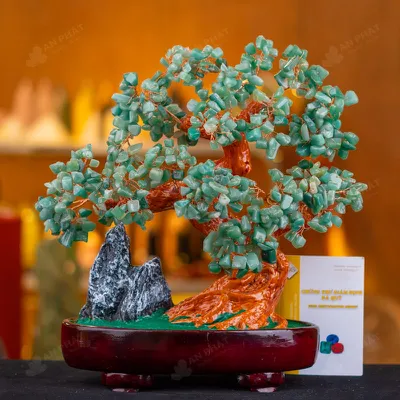 Cây Tài Lộc Đá Thạch Anh Xanh Dáng Núi - 30,5cm - M2820146