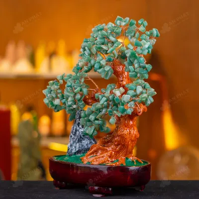 Cây Tài Lộc Đá Thạch Anh Xanh Dáng Núi - 30,5cm - M2820146