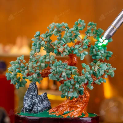 Cây Tài Lộc Đá Thạch Anh Xanh Dáng Núi - 30,5cm - M2820146