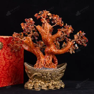 Cây Tài Lộc Đá Mã Não Đỏ - 28cm - M2731115
