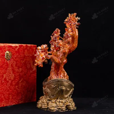 Cây Tài Lộc Đá Mã Não Đỏ - 28cm - M2731115