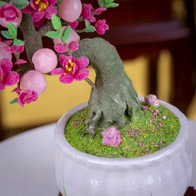 Cây Tài Lộc - Cây Đá Quý Để Bàn 5,6kg M20901 | Cây đào đá tài lộc | Cây đào đá thạch anh | Cây đào đá quý | Cây đào đá phong thủy