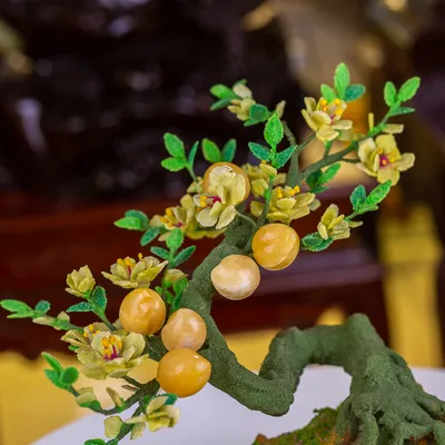 Cây Tài Lộc - Cây Đá Quý Để Bàn M20903 | Cây đào đá tài lộc | Cây đào đá thạch anh | Cây đào đá quý | Cây đào đá phong thủy