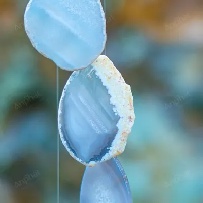 Chuông Gió Đá Mã Não Trắng 8 Miếng - M10351