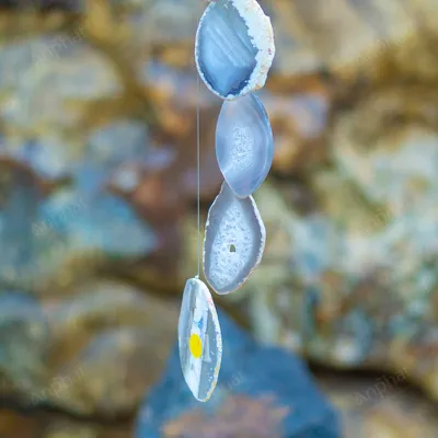 Chuông Gió Đá Mã Não Trắng 8 Miếng - M10351