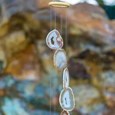 Chuông Gió Đá Mã Não Trắng 9 Miếng - M27300