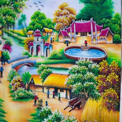 Tranh Đá Quý Làng Quê