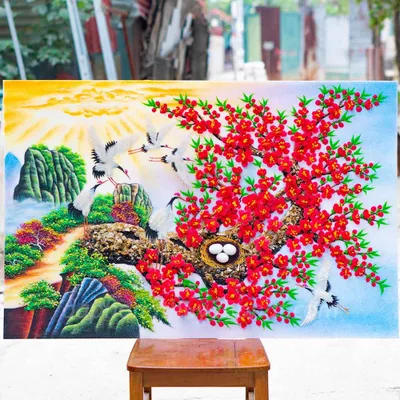 Tranh Đào Hạc Đón Khách 2