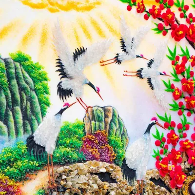 Tranh Đào Hạc Đón Khách 2