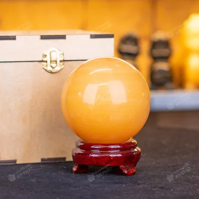 Qủa cầu đá màu vàng | quả cầu phong thủy màu vàng đá Onyx 1.41kg - 10.2cm - M1836