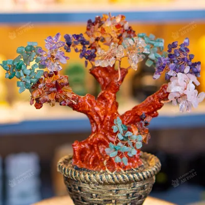 Cây Tài Lộc Đá Thạch Anh Đa Sắc 25cm