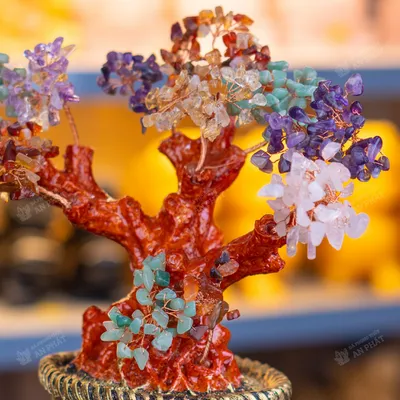 Cây Tài Lộc Đá Thạch Anh Đa Sắc 25cm