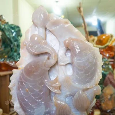 Tượng Cá Chép Nhả Ngọc Mã Não - AP0010