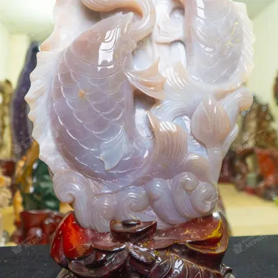 Tượng Cá Chép Nhả Ngọc Mã Não - AP0010