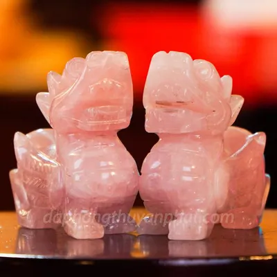 Cặp Tỳ Hưu Thạch Anh Hồng 10cm - M0644
