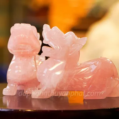 Cặp Tỳ Hưu Thạch Anh Hồng 10cm - M0644