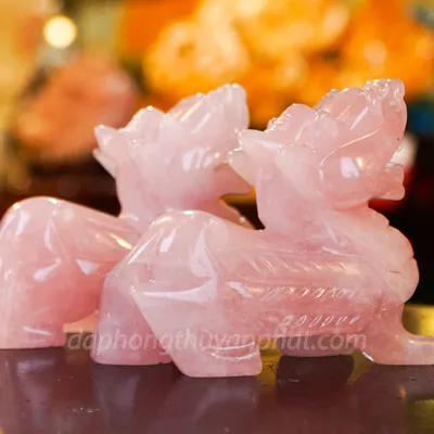 Cặp Tỳ Hưu Thạch Anh Hồng 10cm - M0644