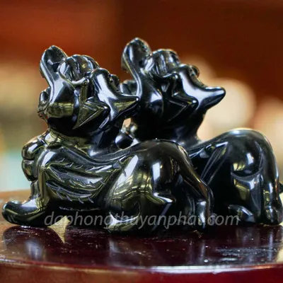 Cặp Tỳ Hưu Obsidian Đen - 10cm - M1490