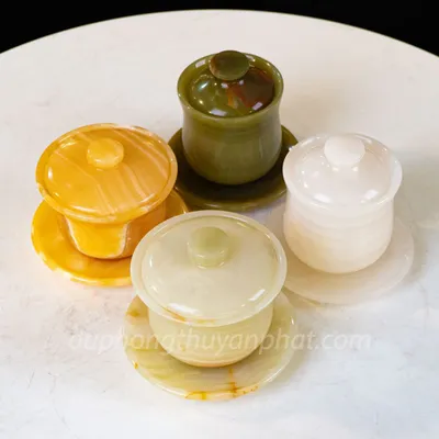 Độc Ẩm Trà Cao Cấp Bằng Chất Liệu Ngọc Hoàng Long, Ngọc Onyx Trắng, Xanh - M2160