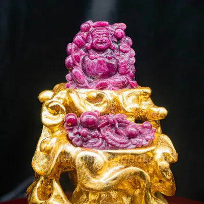 Tượng Đá Quý Ruby Hình Rồng Để Bàn Làm Việc, Ô Tô, ... - Chất Liệu Đá Ruby 100% - M2427 - 0,5kg