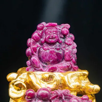 Tượng Đá Quý Ruby Hình Rồng Để Bàn Làm Việc, Ô Tô, ... - Chất Liệu Đá Ruby 100% - M2427 - 0,5kg